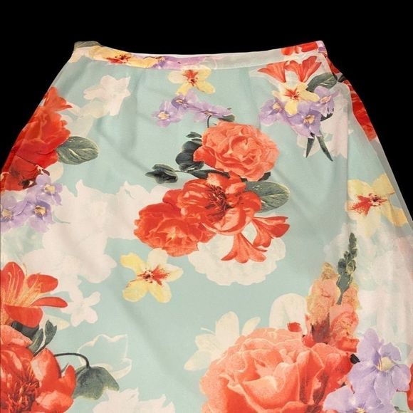 NWT Calvin Klein Floral Ruffled Chiffon Midi Skirt 10 - Picture 5 of 9